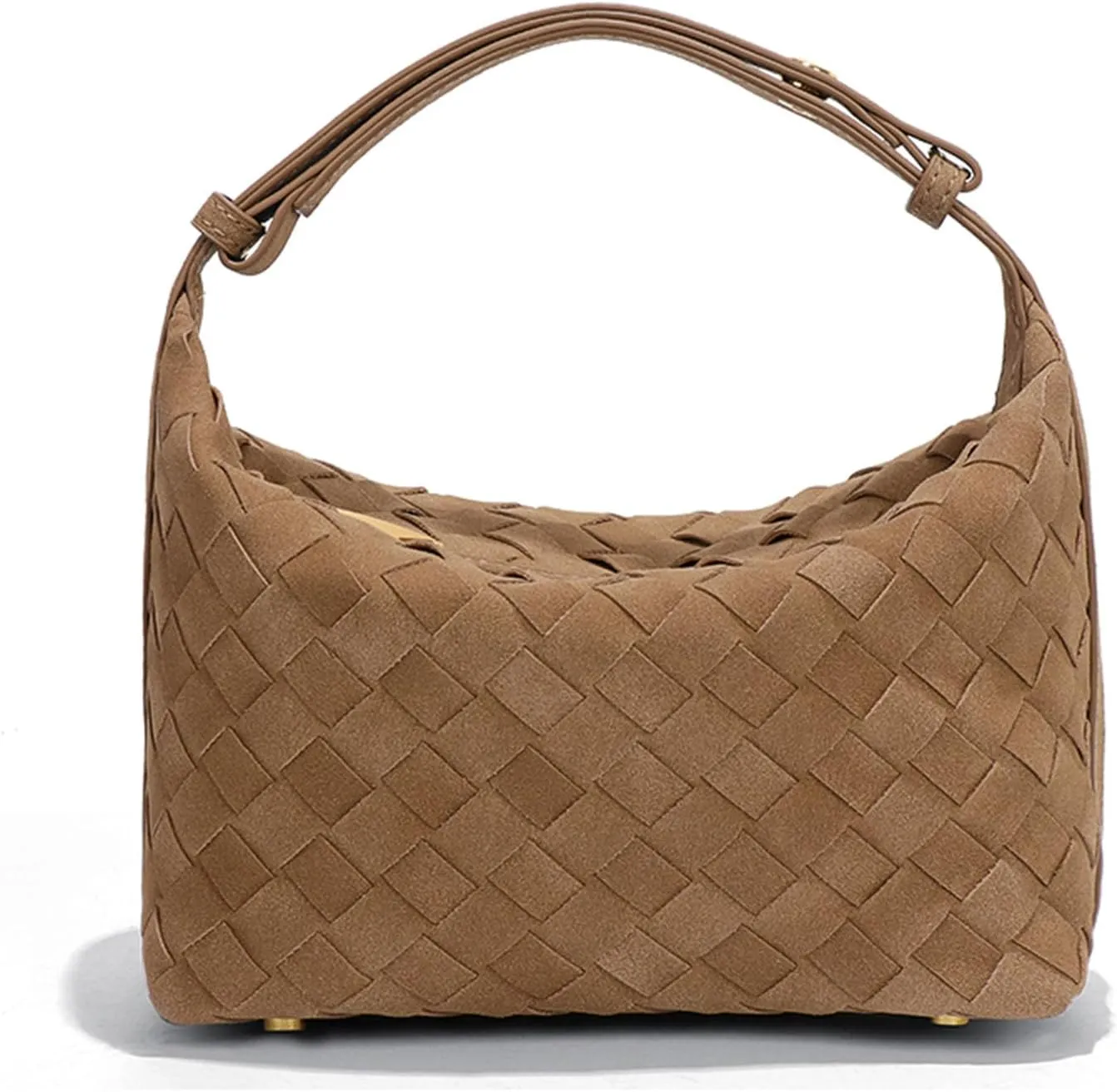 Luxurious Suede Hobo Bag - Women's Woven Leather Shoulder Bag with Spacious Interior