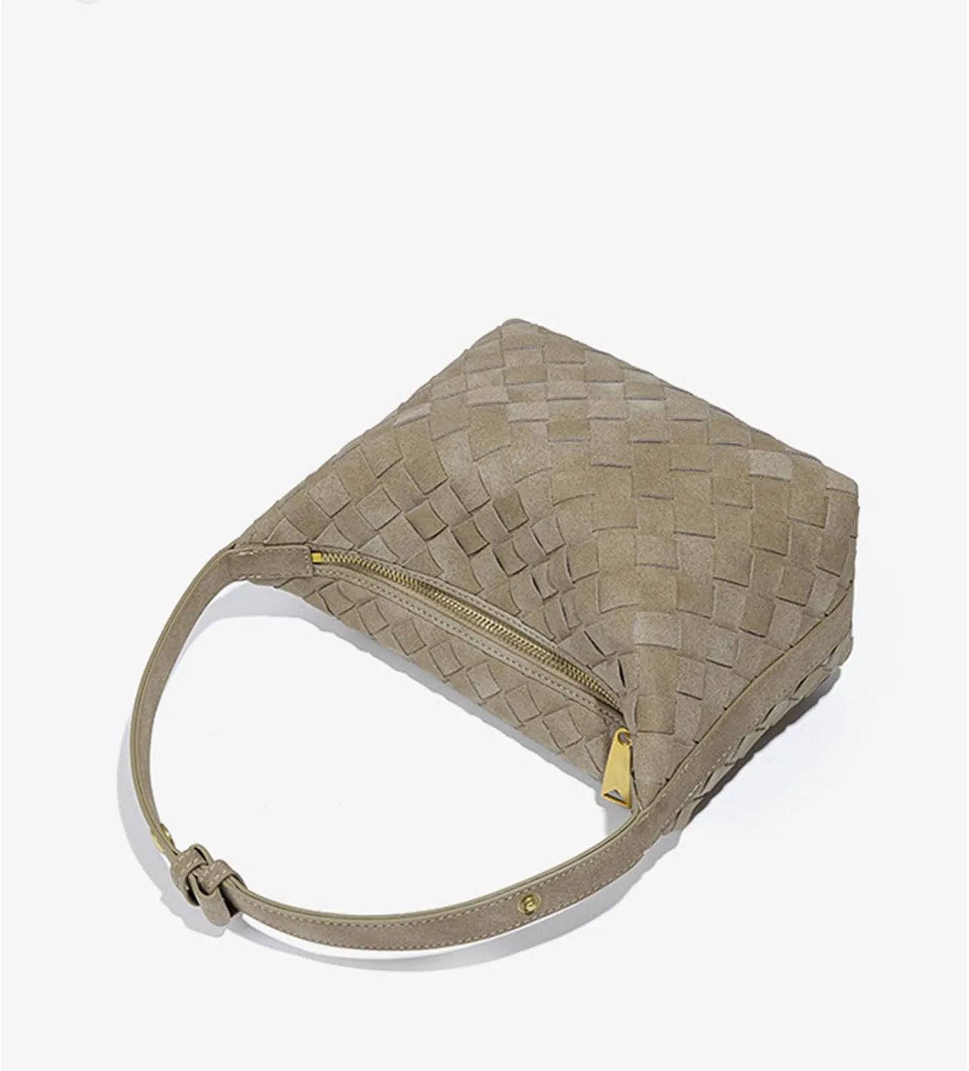 Luxurious Suede Hobo Bag - Women's Woven Leather Shoulder Bag with Spacious Interior