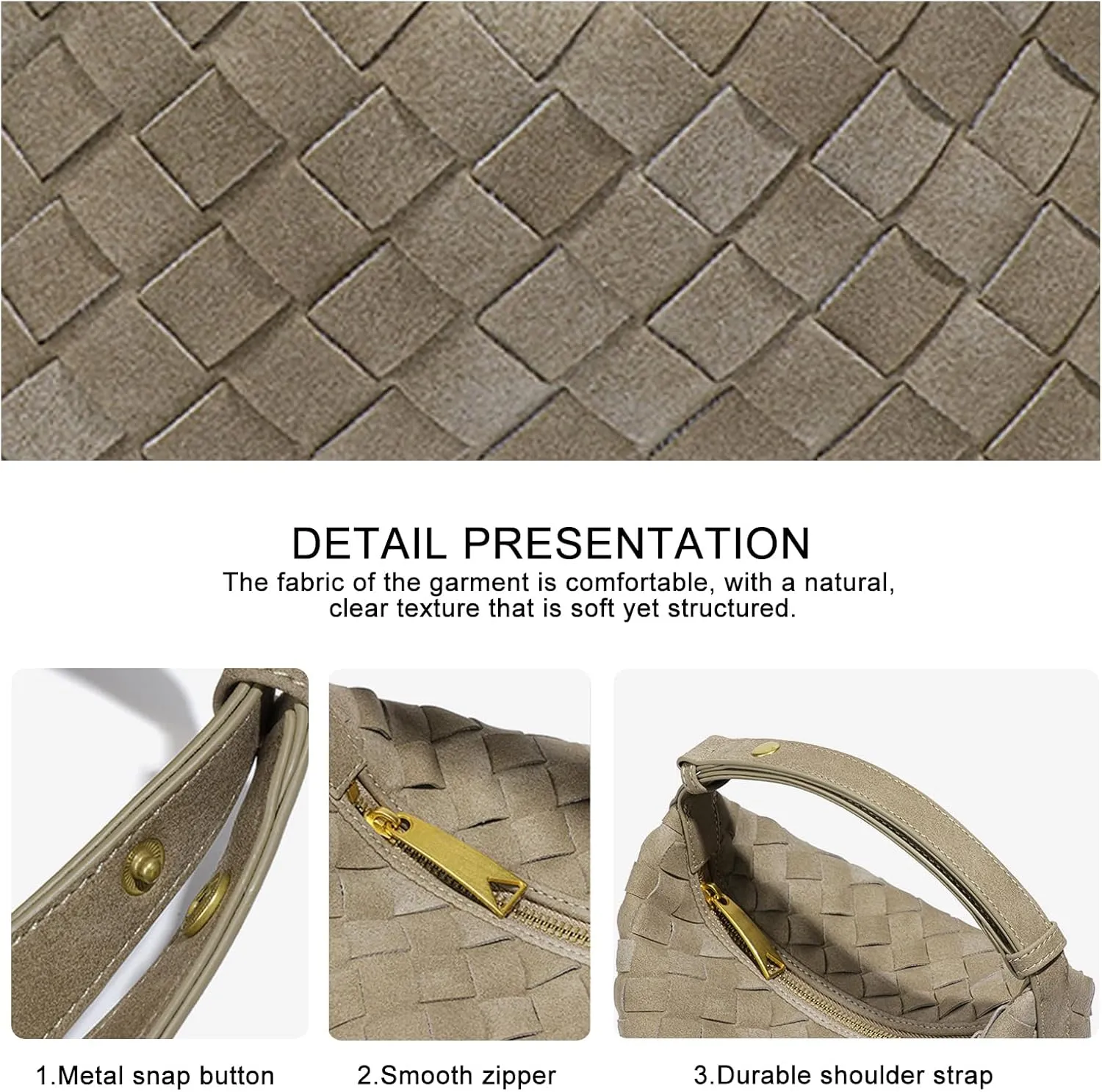 Luxurious Suede Hobo Bag - Women's Woven Leather Shoulder Bag with Spacious Interior