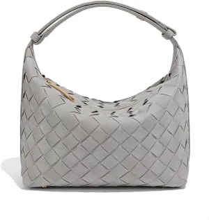 Luxurious Suede Hobo Bag - Women's Woven Leather Shoulder Bag with Spacious Interior