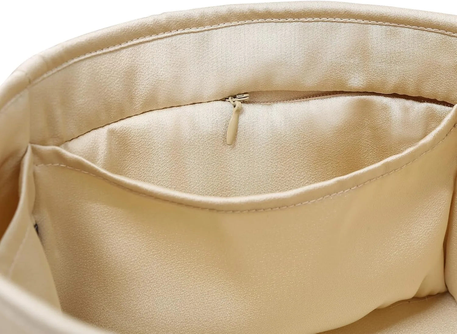Luxury Silk Purse Organizer for Picotin18 - Silky Smooth Handbag Insert with Hidden Zipper, Lightweight and Supportive Tote Shaper for Elegant Storage（Craie）