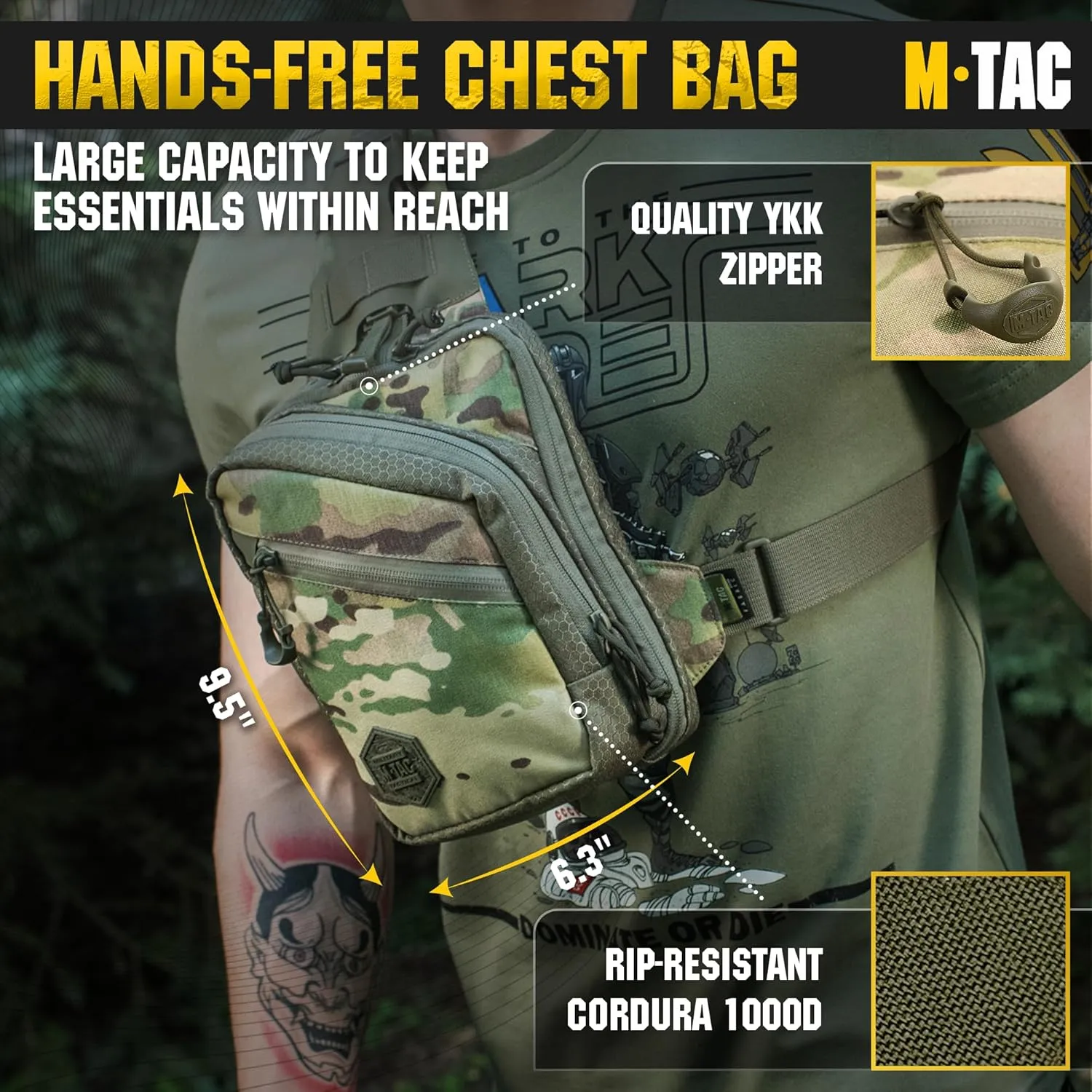 M-Tac Elite Sling Bag - EDC Tactical Crossbody Concealed Carry CCW Chest Pack