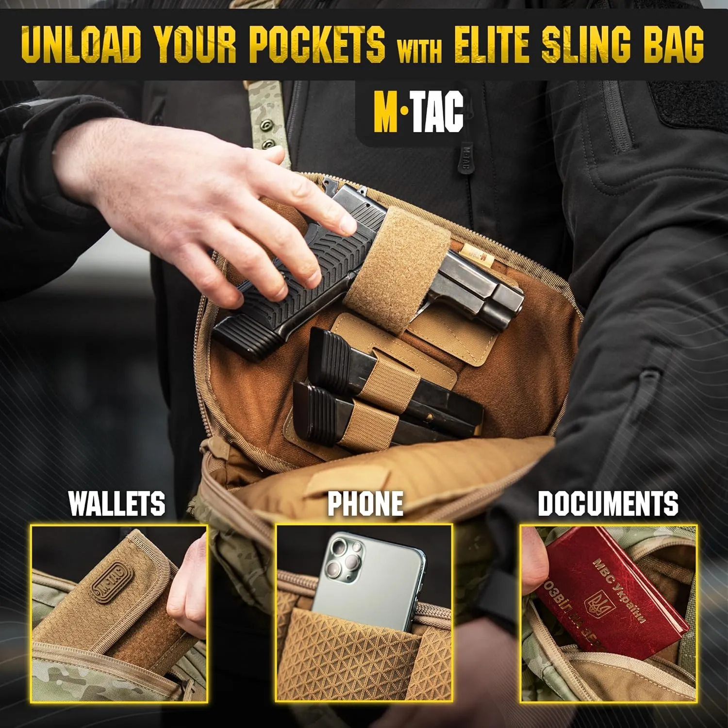 M-Tac Elite Sphaera Large Bag Gen 2 -Tactical Shoulder Bag - Conceal Carry Chest Sling Pack CCW Bag