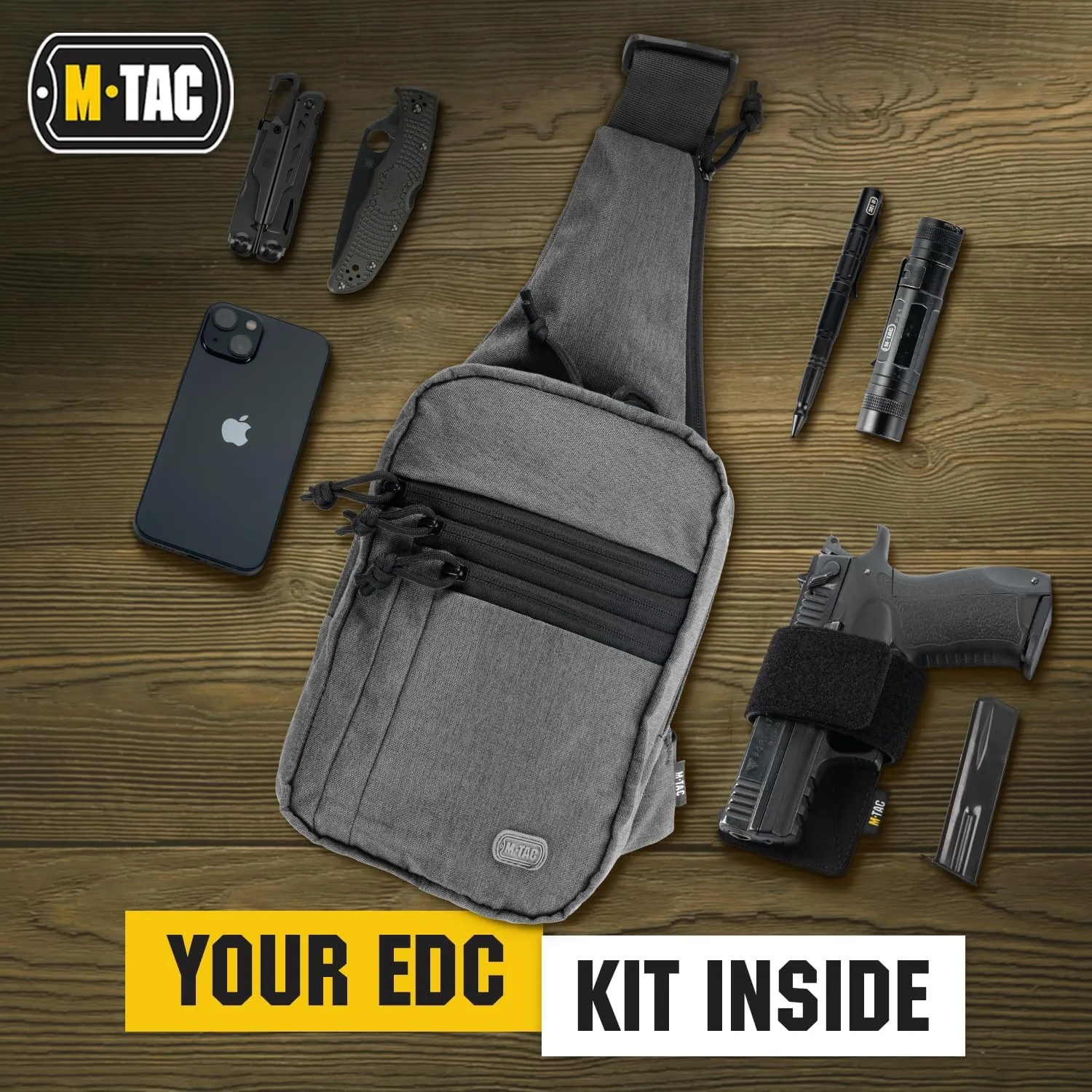 M-Tac Tactical Sling Bag for Men - Crossbody Concealed Carry Bag Chest Pack - Black Mens Crossbody Holster Bag