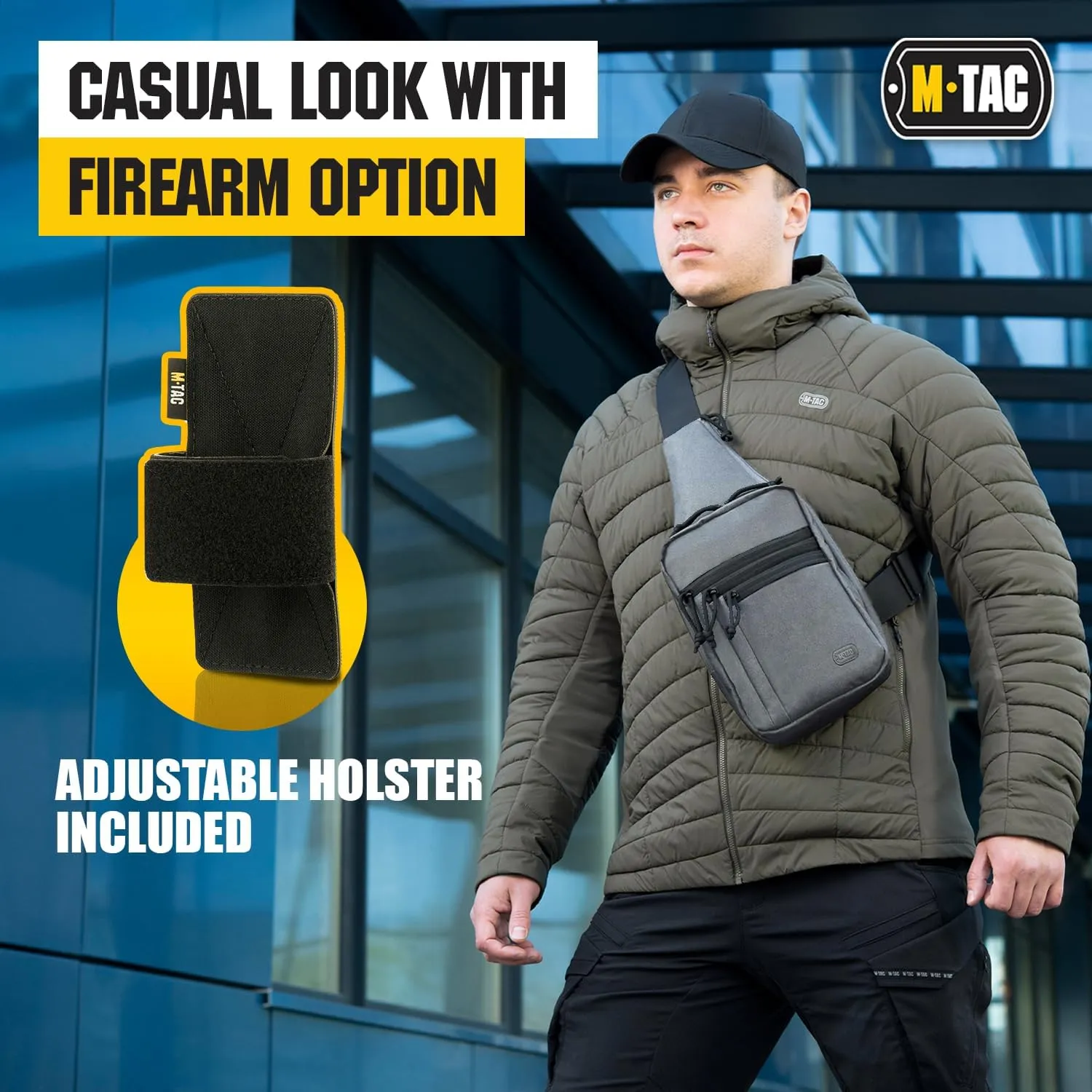 M-Tac Tactical Sling Bag for Men - Crossbody Concealed Carry Bag Chest Pack - Black Mens Crossbody Holster Bag