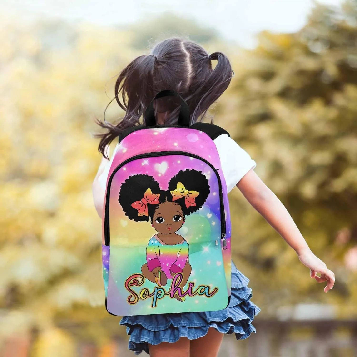M YESCUSTOM Custom Girls Backpack with Name Personalized Elementary High School Bookbag Girl, Shoulder Bag for Girls Kids Teen Multi Color Travel Backpack Casual Daypack Bag for School College Camping