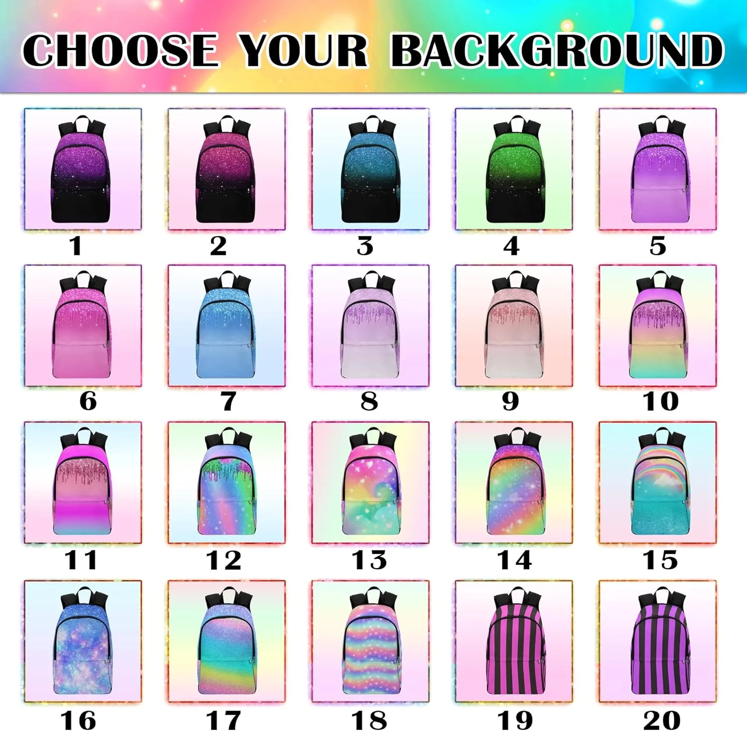 M YESCUSTOM Custom Girls Backpack with Name Personalized Elementary High School Bookbag Girl, Shoulder Bag for Girls Kids Teen Multi Color Travel Backpack Casual Daypack Bag for School College Camping