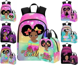 M YESCUSTOM Custom Girls Backpack with Name Personalized Elementary High School Bookbag Girl, Shoulder Bag for Girls Kids Teen Multi Color Travel Backpack Casual Daypack Bag for School College Camping