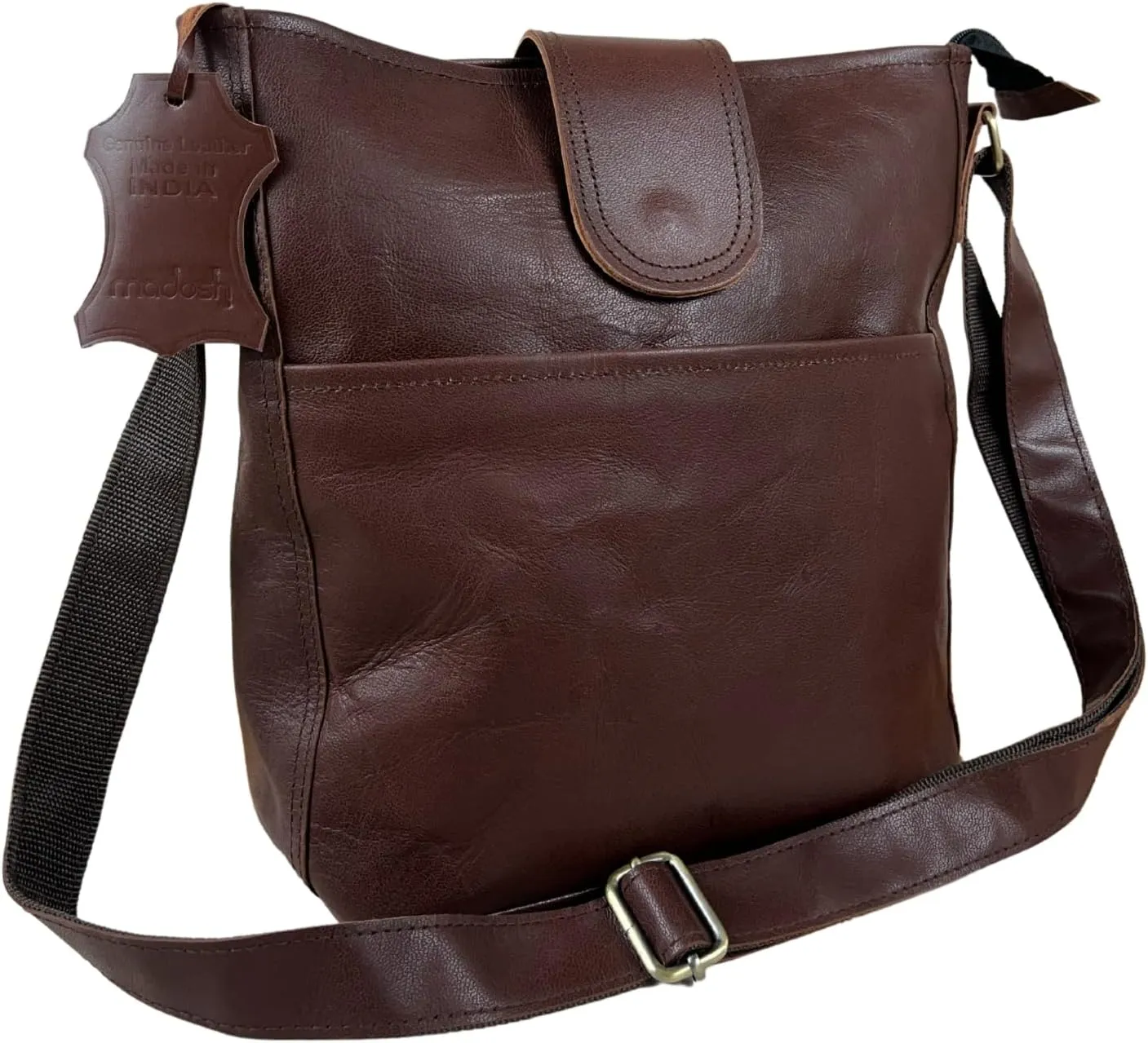 Madosh, Leather Bucket Purse Crossbody Hobo Bag Women Messenger Office Handbag Crossover Purse