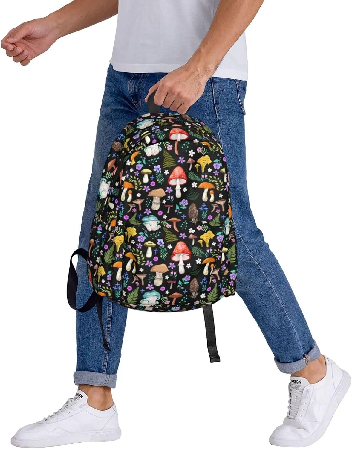 Magic Mushrooms Waterproof Backpack Adjustable Shoulder Straps Bag Large Capacity Casual Daypack Bookbag For Travel Work