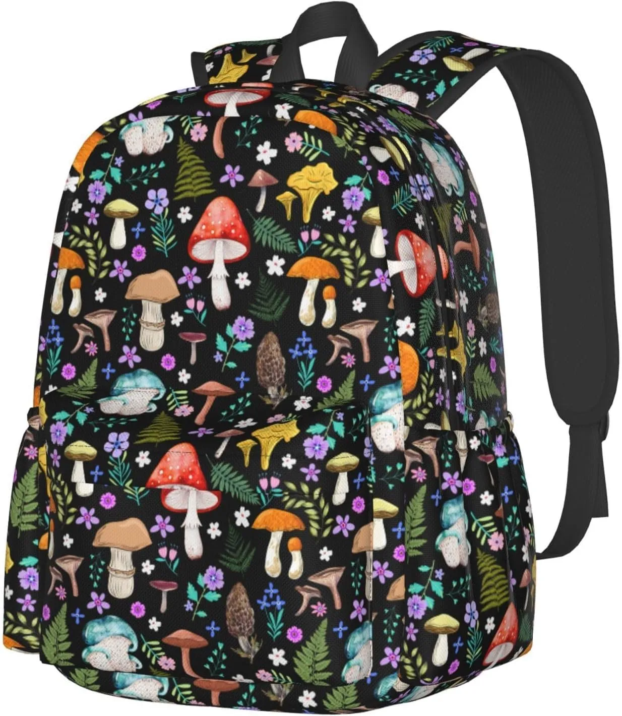 Magic Mushrooms Waterproof Backpack Adjustable Shoulder Straps Bag Large Capacity Casual Daypack Bookbag For Travel Work