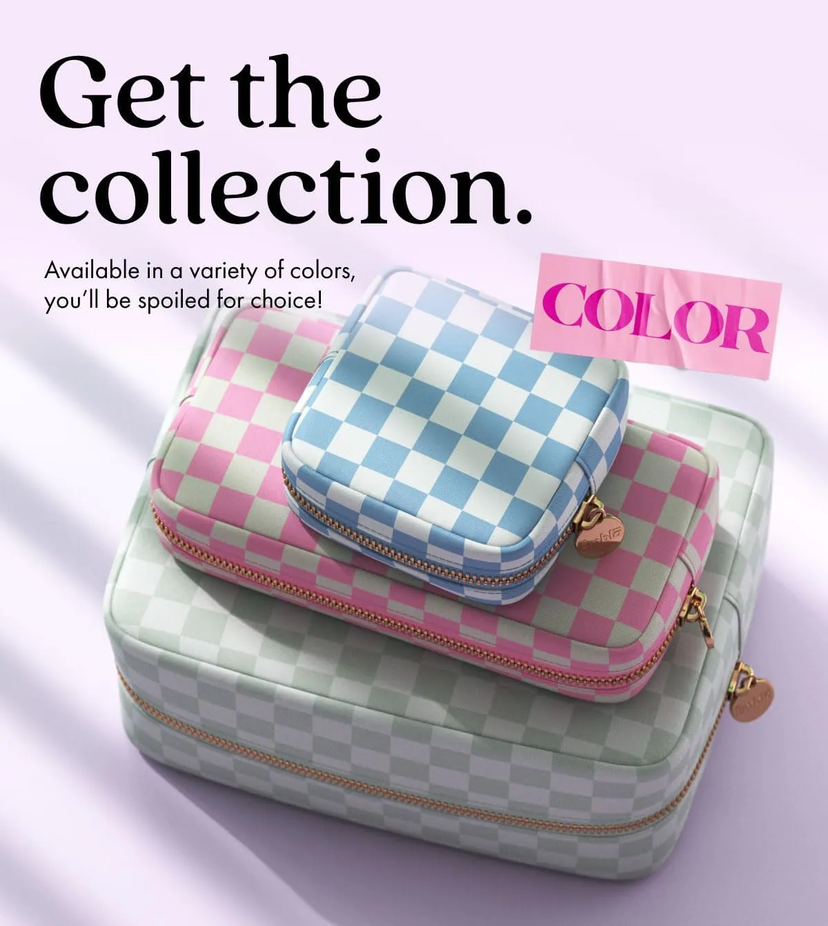 Makeup Bag Travel Cosmetics Pouch and Toiletry Bag, Nylon Zipper Pouch Purse, Cute Make Up Organizer Storage Tote for Women Girls, Travel Skincare Case, Small Makeup Case, Sand Checkered