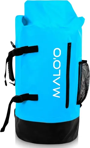 Malo'o 45L Waterproof Heavy Duty Backpack Dry Bags for Kayaking, Camping, Fishing, Hiking Daypack - Beach Accessories, Boat accessories, and Travel Gear - Fishing Rod Case Straps