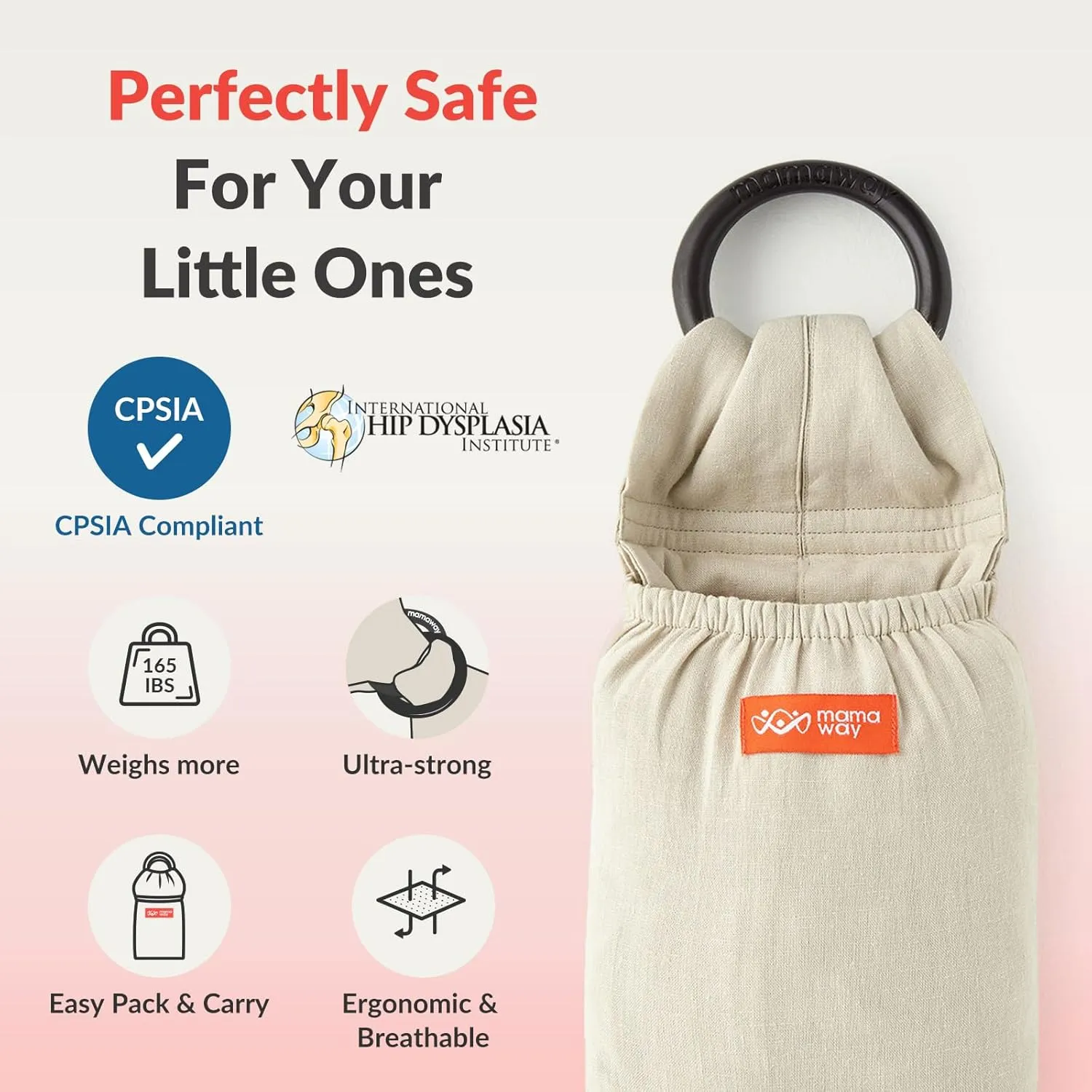 Mamaway Baby Ring Sling Carrier - Newborn and Toddler Sling (Supports up to 154lbs), IHDI Certified, Rayon & Linen Made, Soft & Breathable, Nylon 66 Safety Rings, Storage Pocket Design, Blue