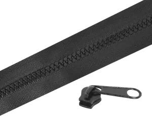 Mandala Crafts Black Plastic Zipper Tape by The Yard #5 with Pulls - 5 Yds Long Zipper by The Yard #5 Zipper Roll for Sewing Upholstery - Continuous Zipper Chain #5