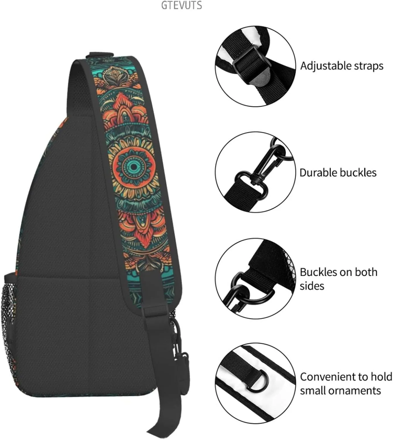 Mandala Sling Backpack Chest Bag Crossbody Shoulder Bag Gym Cycling Travel Hiking Daypack For Men Women