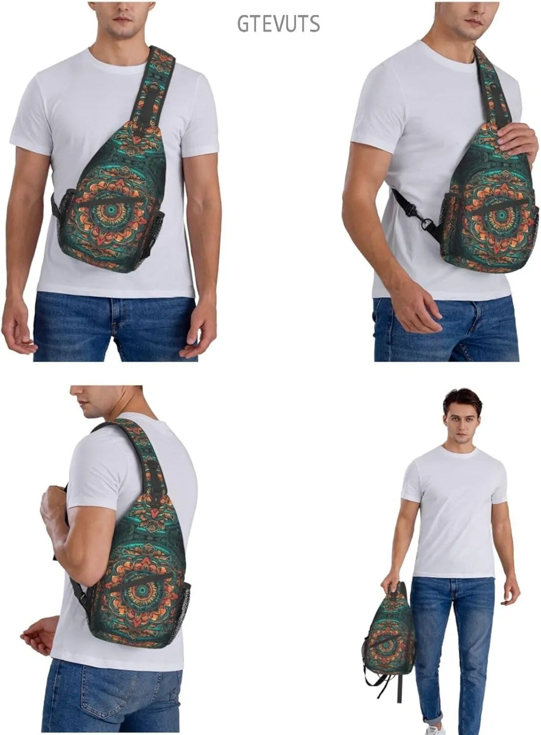 Mandala Sling Backpack Chest Bag Crossbody Shoulder Bag Gym Cycling Travel Hiking Daypack For Men Women