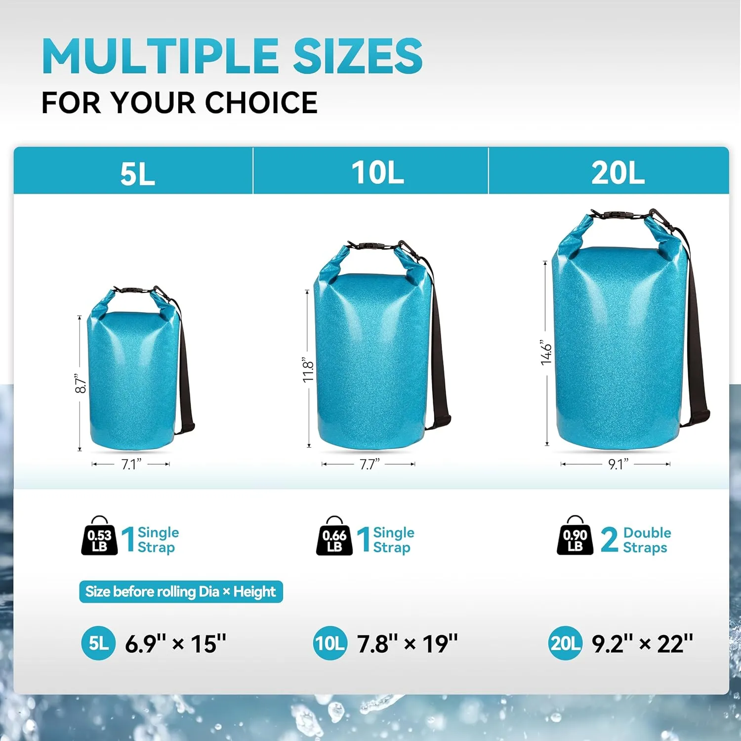 MARCHWAY Floating Waterproof Dry Bag Backpack 5L/10L/20L/30L/40L, Roll Top Sack Keeps Gear Dry for Kayaking, Rafting, Boating, Swimming, Camping, Hiking, Beach, Fishing