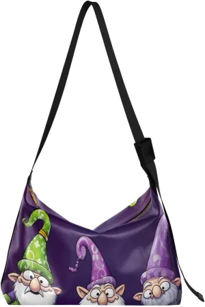 Mardi Gras Carnival Gnomes Tote Bag for Women Large Hobo Bags Crossbody Shoulder Bag Hobo Purse with Adjustable Strap for Girl
