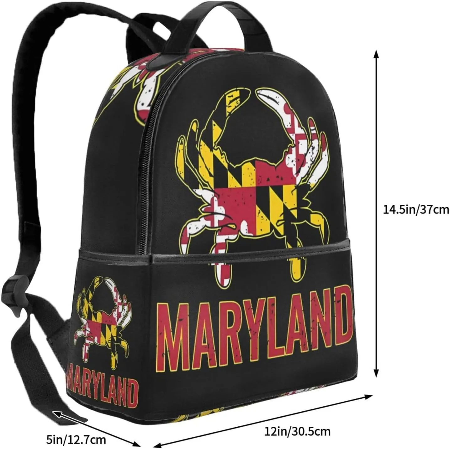 Maryland State Flag Crab Flag Casual Backpacks Laptop Backpack Carry-on Daypack Sports Travel Rucksack Lightweight Working Bag for Outdoor Hiking Cycling Walking
