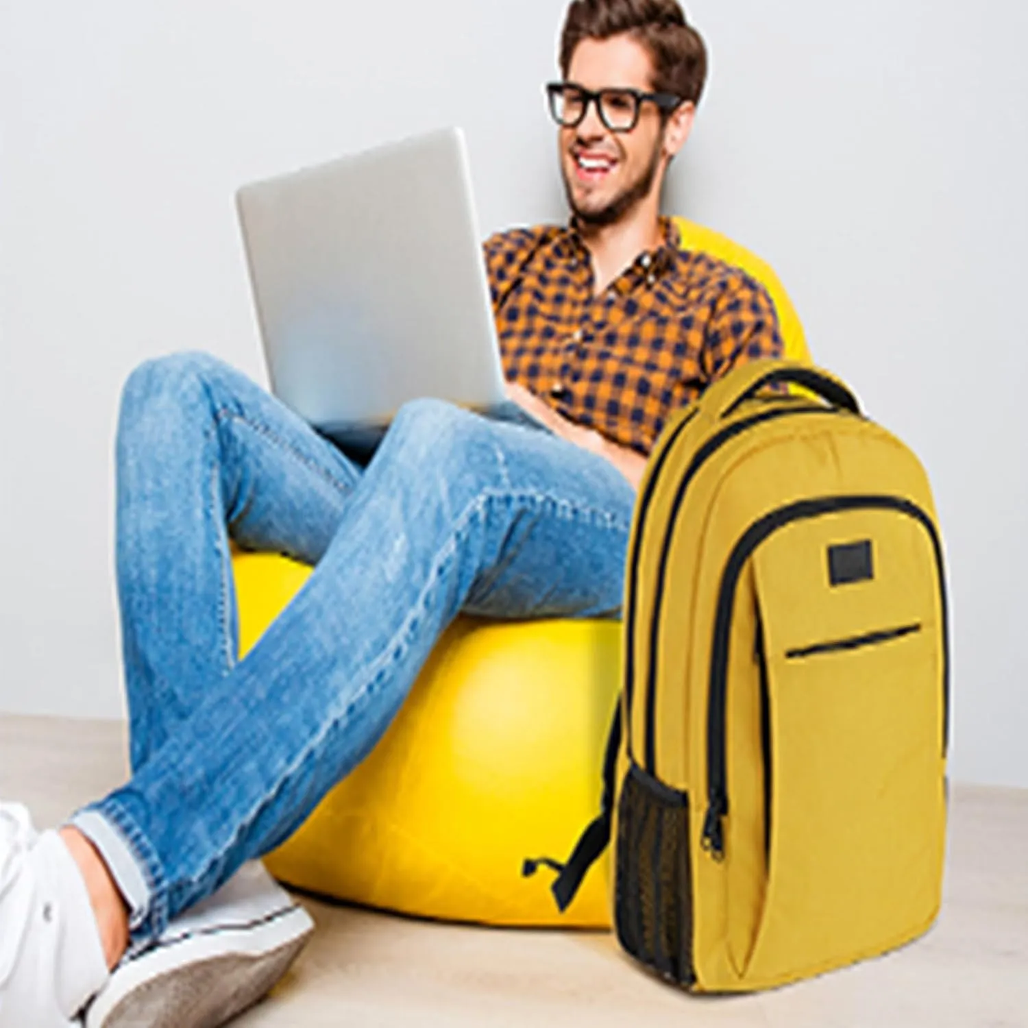MATEIN College Backpack, Extra Large TSA Friendly Carry On 17.3 Inch Laptop Backpack with USB Charging Port, Anti Theft Flight Approved Business Work Travel Computer Backpack Bagfor Women Men, Yellow