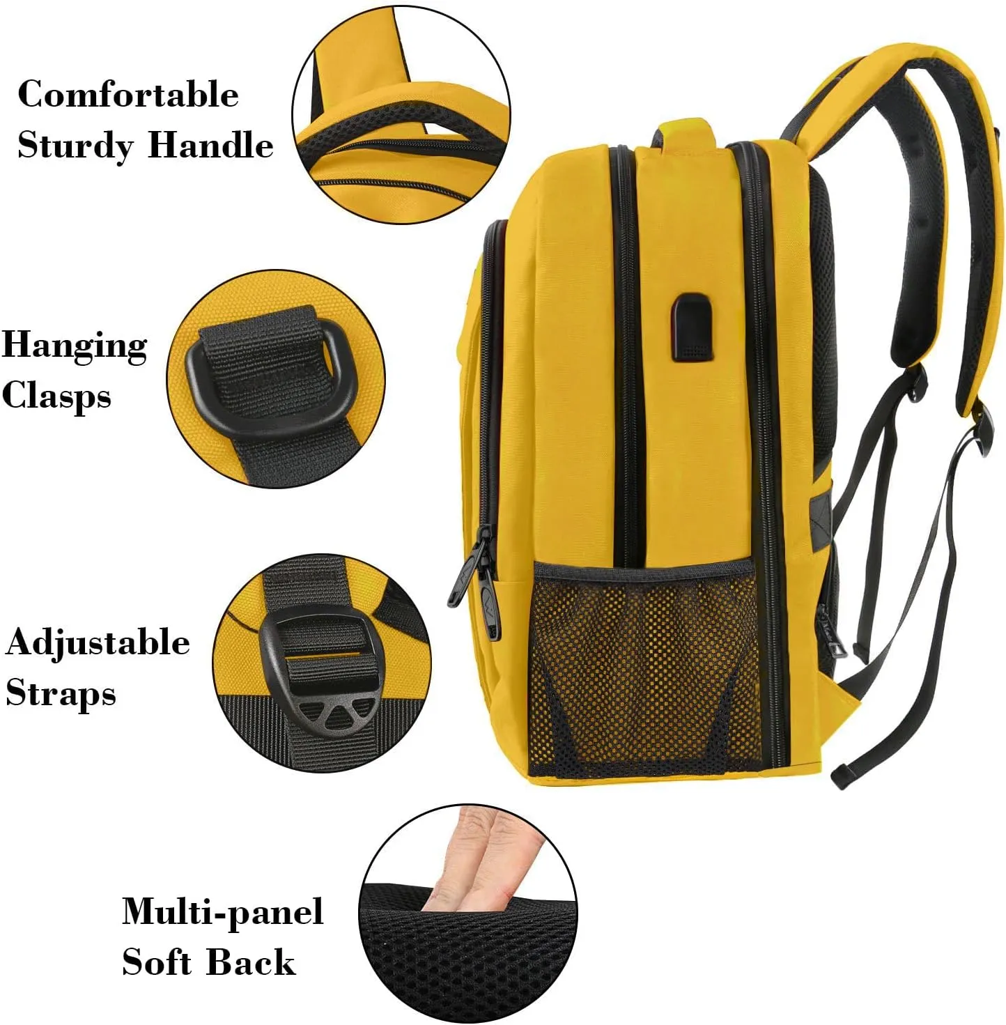 MATEIN College Backpack, Extra Large TSA Friendly Carry On 17.3 Inch Laptop Backpack with USB Charging Port, Anti Theft Flight Approved Business Work Travel Computer Backpack Bagfor Women Men, Yellow