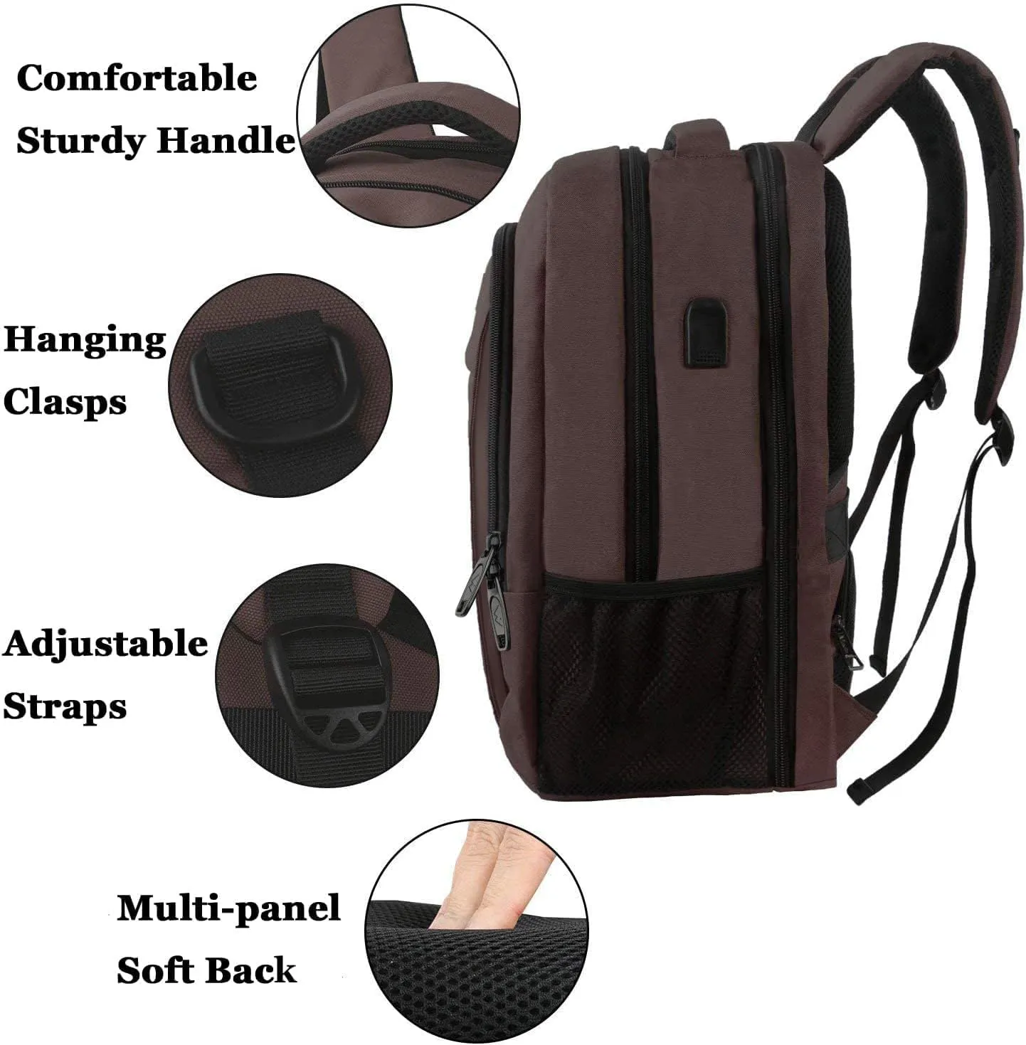 MATEIN Laptop Backpack, Extra Large TSA Friendly 17.3 Inch Travel Computer Backpack with USB Charging Port, Anti Theft Carry On Flight Approved Business Work College Backpack Bag for Men Women, Brown