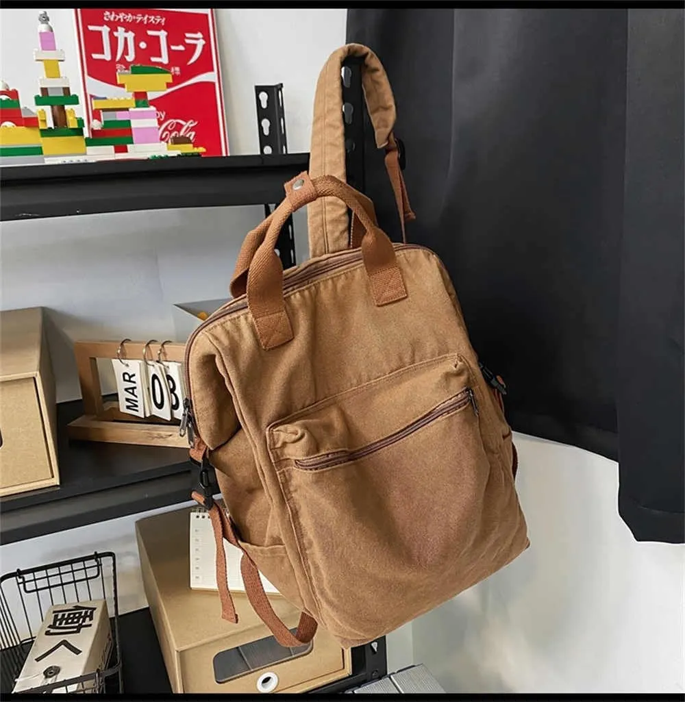 MaxxCloud Aesthetic College Laptop Backpack, Heavy Cotton, Retro Canvas Backpack Travel Bag, Large