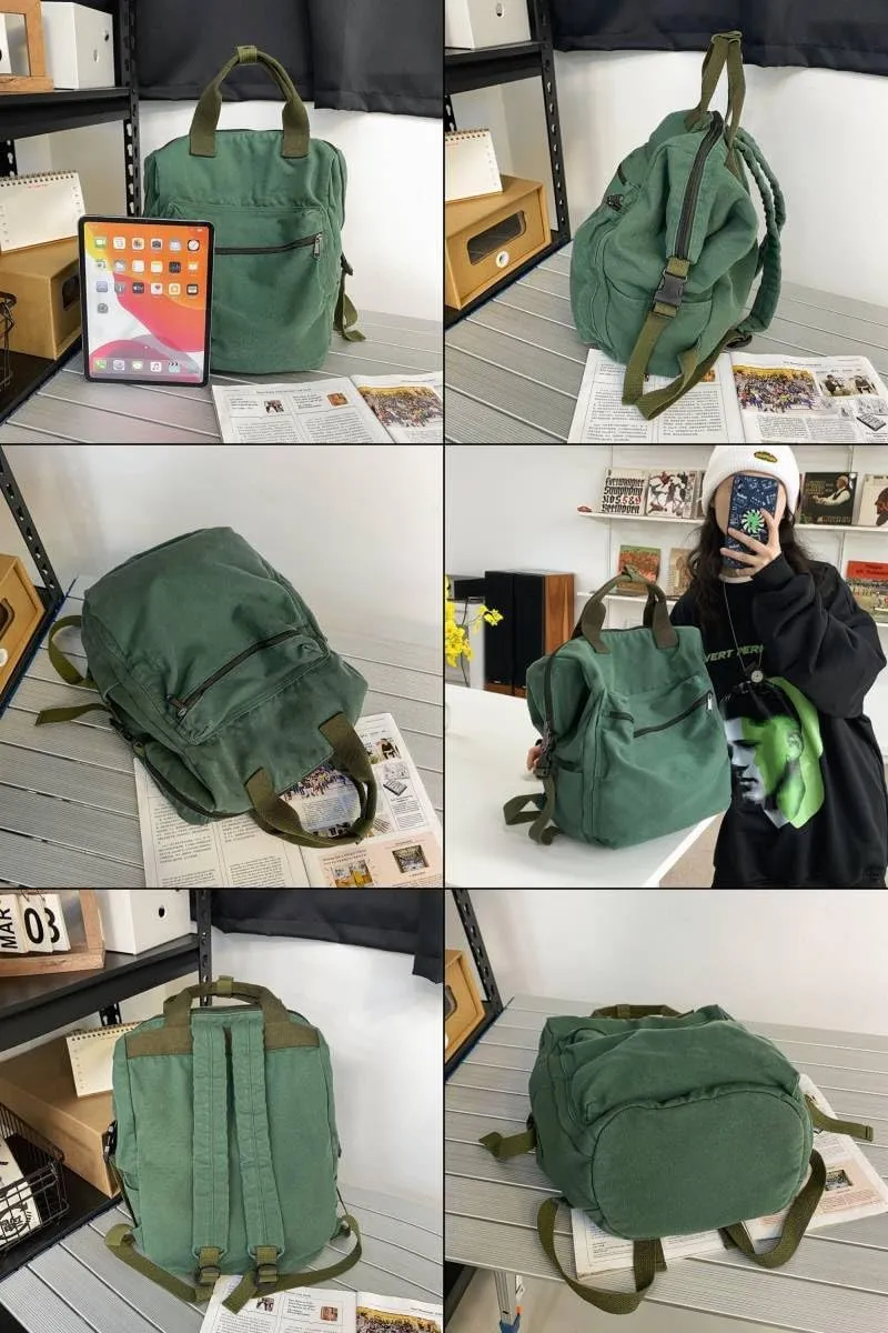 MaxxCloud Aesthetic College Laptop Backpack, Heavy Cotton, Retro Canvas Backpack Travel Bag, Large