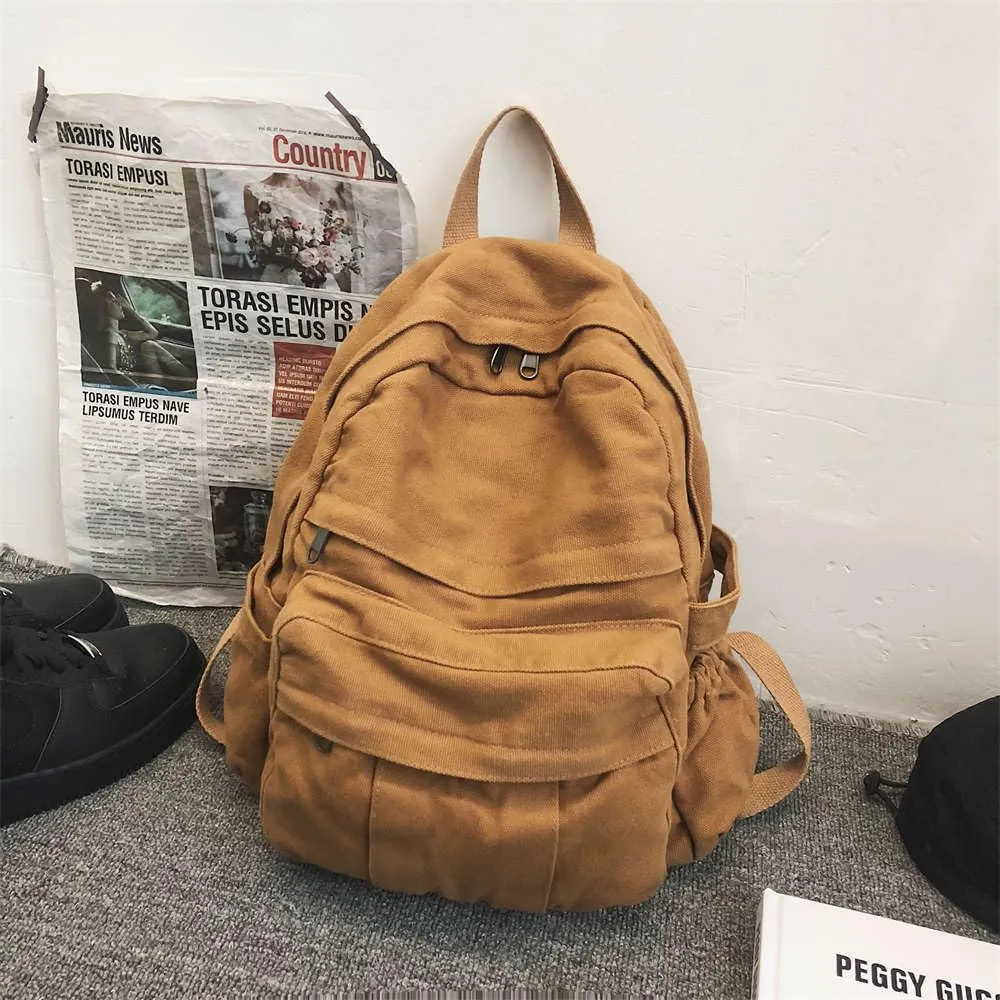 MaxxCloud Women's Heavy Cotton Canvas Laptop Backpack Lightweight Casual Hiking Daypack Travel Bag