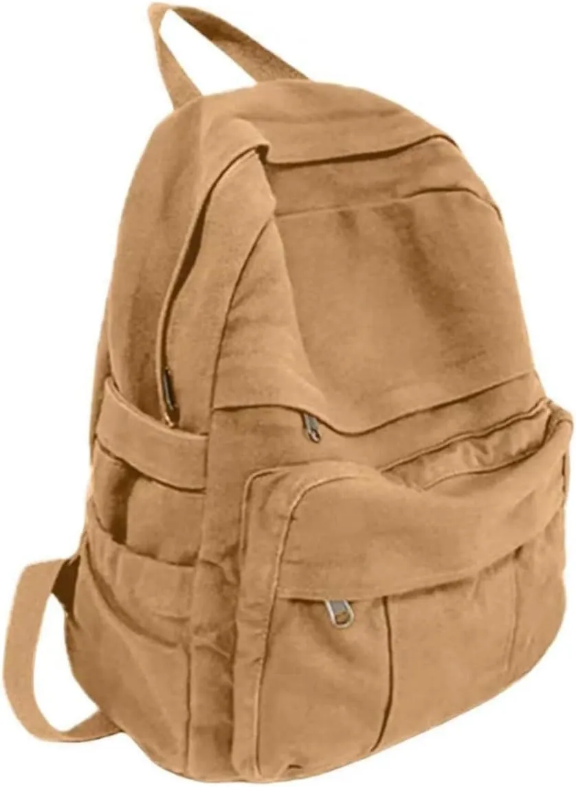 MaxxCloud Women's Heavy Cotton Canvas Laptop Backpack Lightweight Casual Hiking Daypack Travel Bag