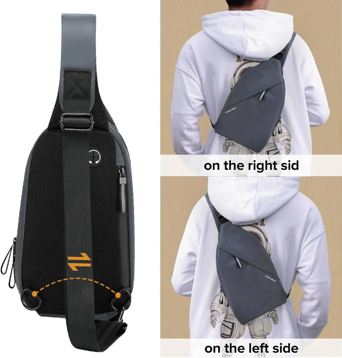 MAYMOONER Small Sling Shoulder Crossbody Bag Men Women One Strap Casual Chest Bags Slim Backpack for Outdoor Travel Biking
