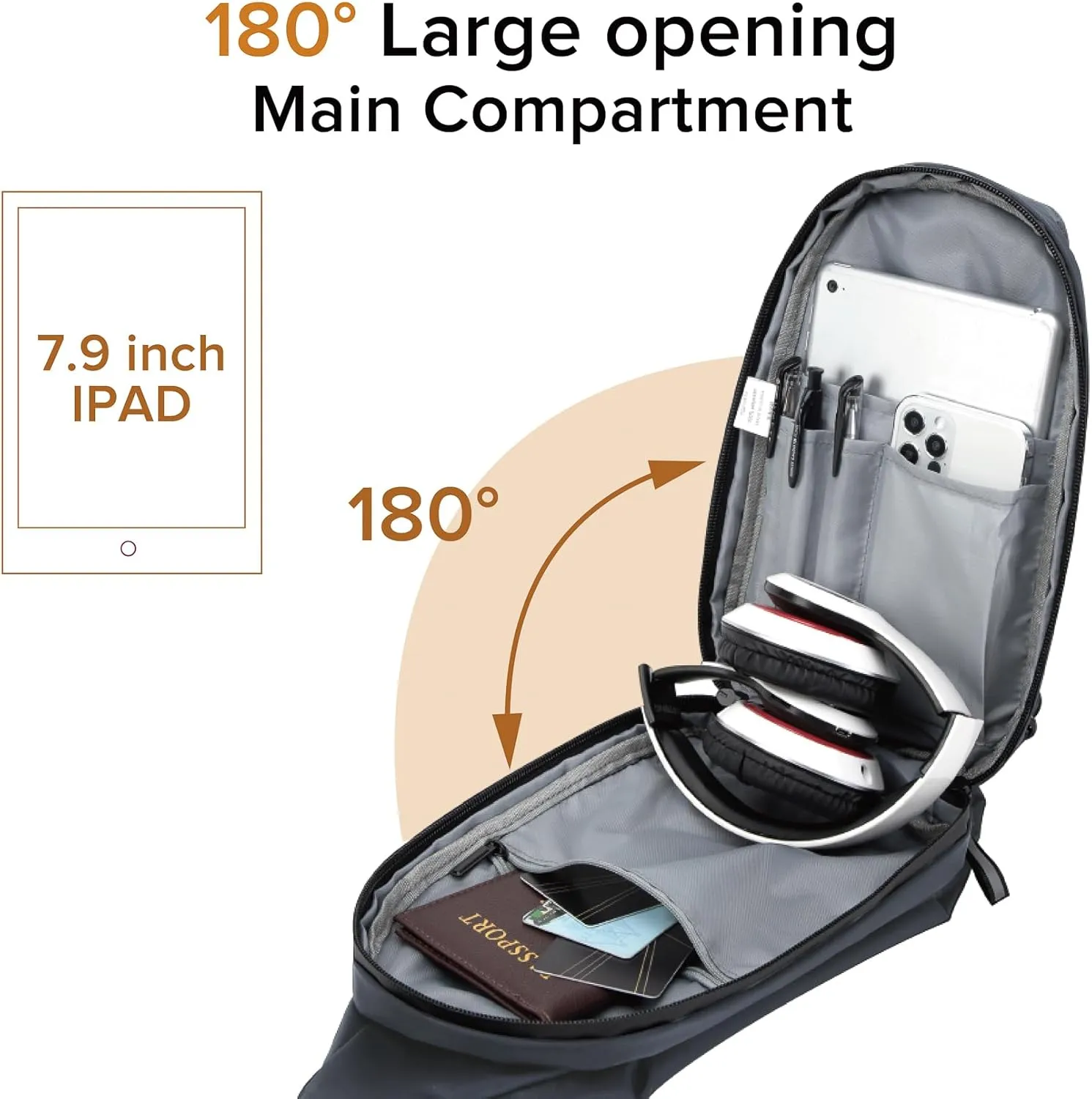 MAYMOONER Small Sling Shoulder Crossbody Bag Men Women One Strap Casual Chest Bags Slim Backpack for Outdoor Travel Biking