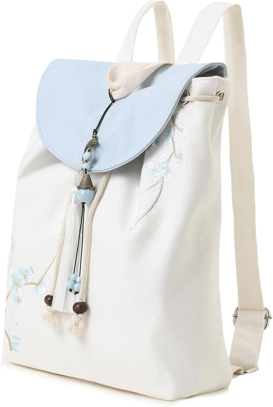 MAZEXY Elegant Vintage Silk Pattern Backpack Purse with Pendant and Tassels