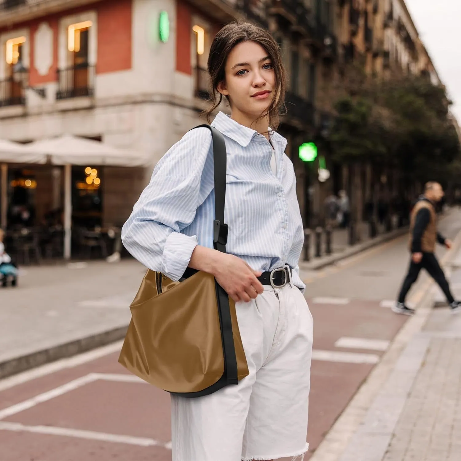 MCHIVER Hobo Shoulder Bag for Women Men PU Leather Crossbody Bag Slouchy Tote Handbags for Working Shopping Traveling