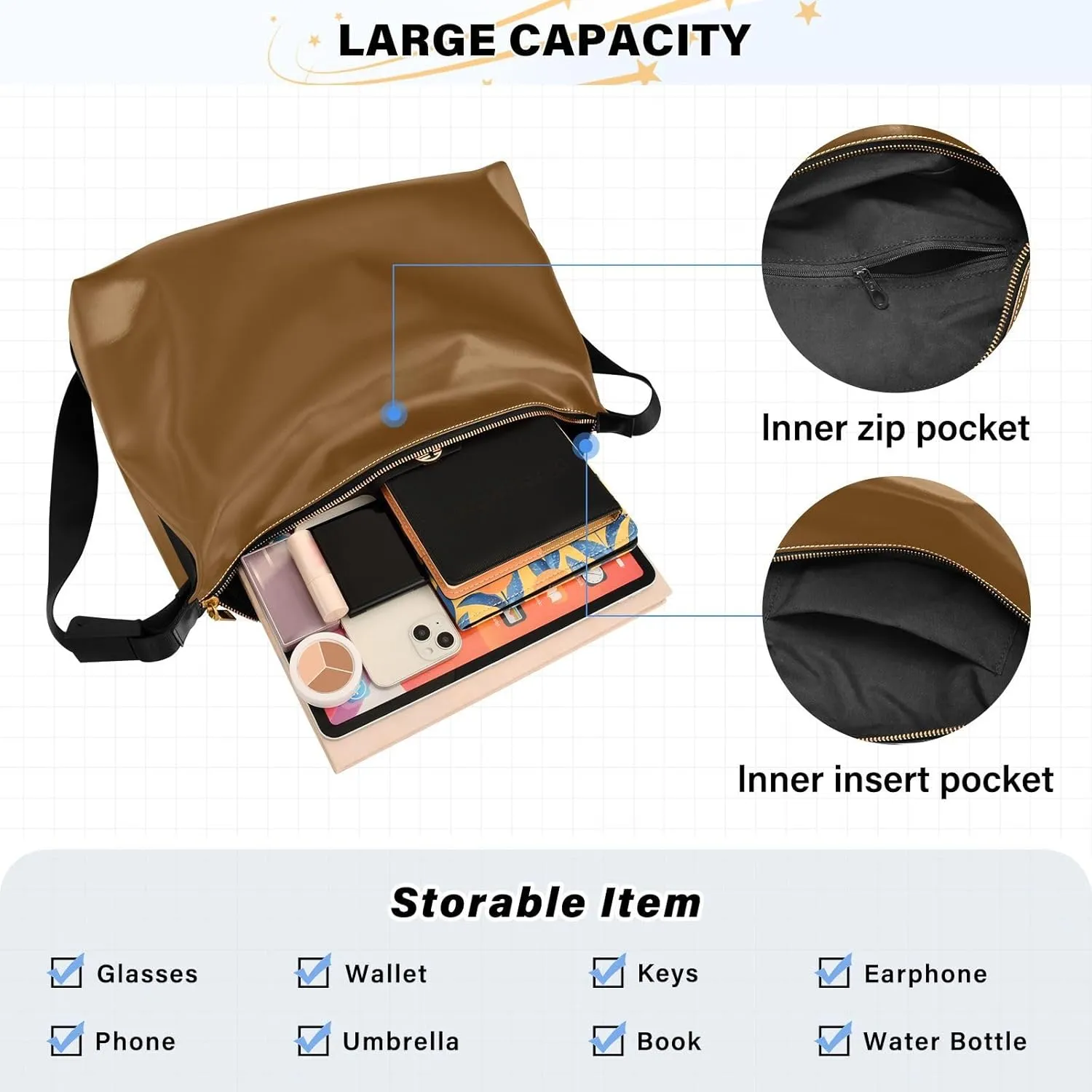 MCHIVER Hobo Shoulder Bag for Women Men PU Leather Crossbody Bag Slouchy Tote Handbags for Working Shopping Traveling