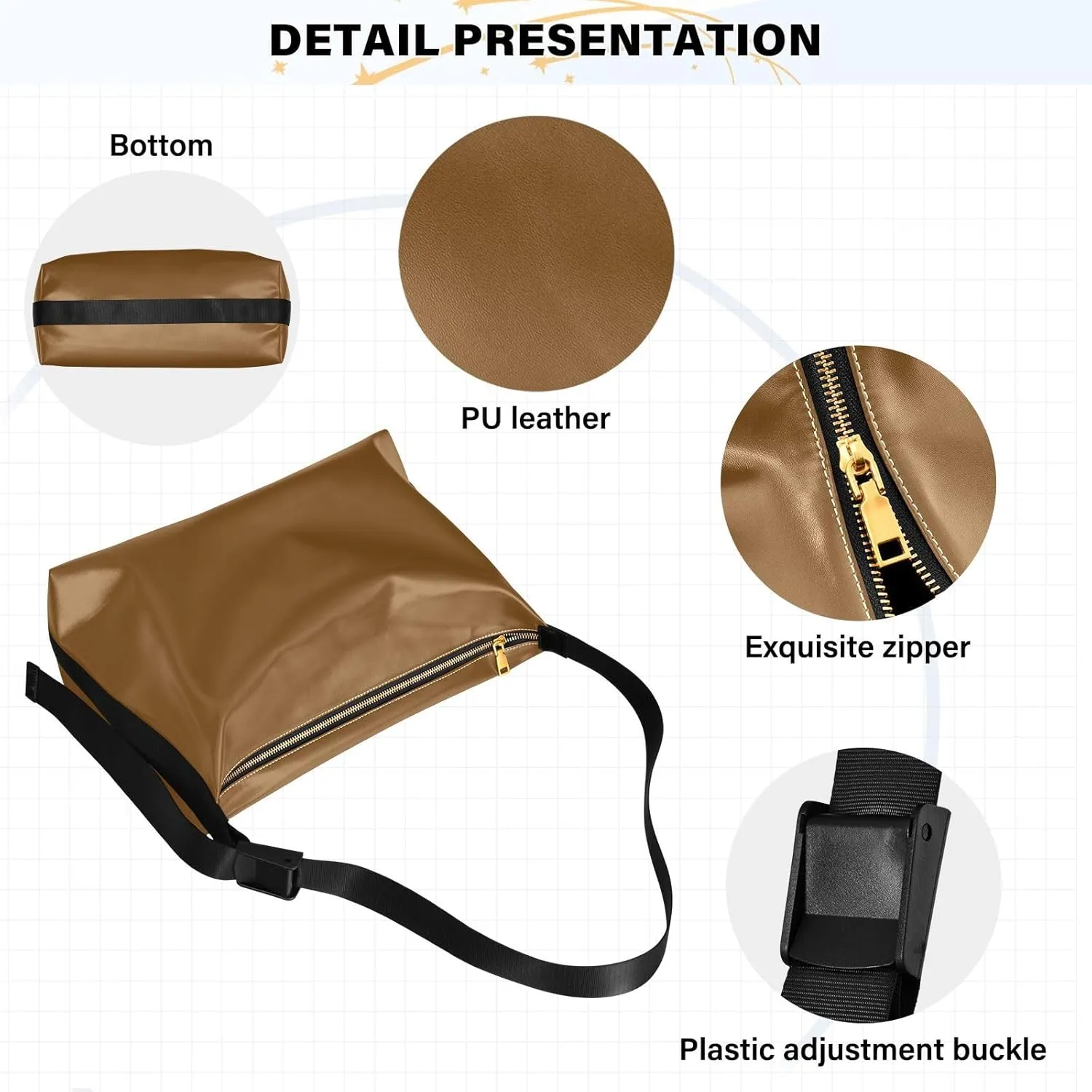 MCHIVER Hobo Shoulder Bag for Women Men PU Leather Crossbody Bag Slouchy Tote Handbags for Working Shopping Traveling