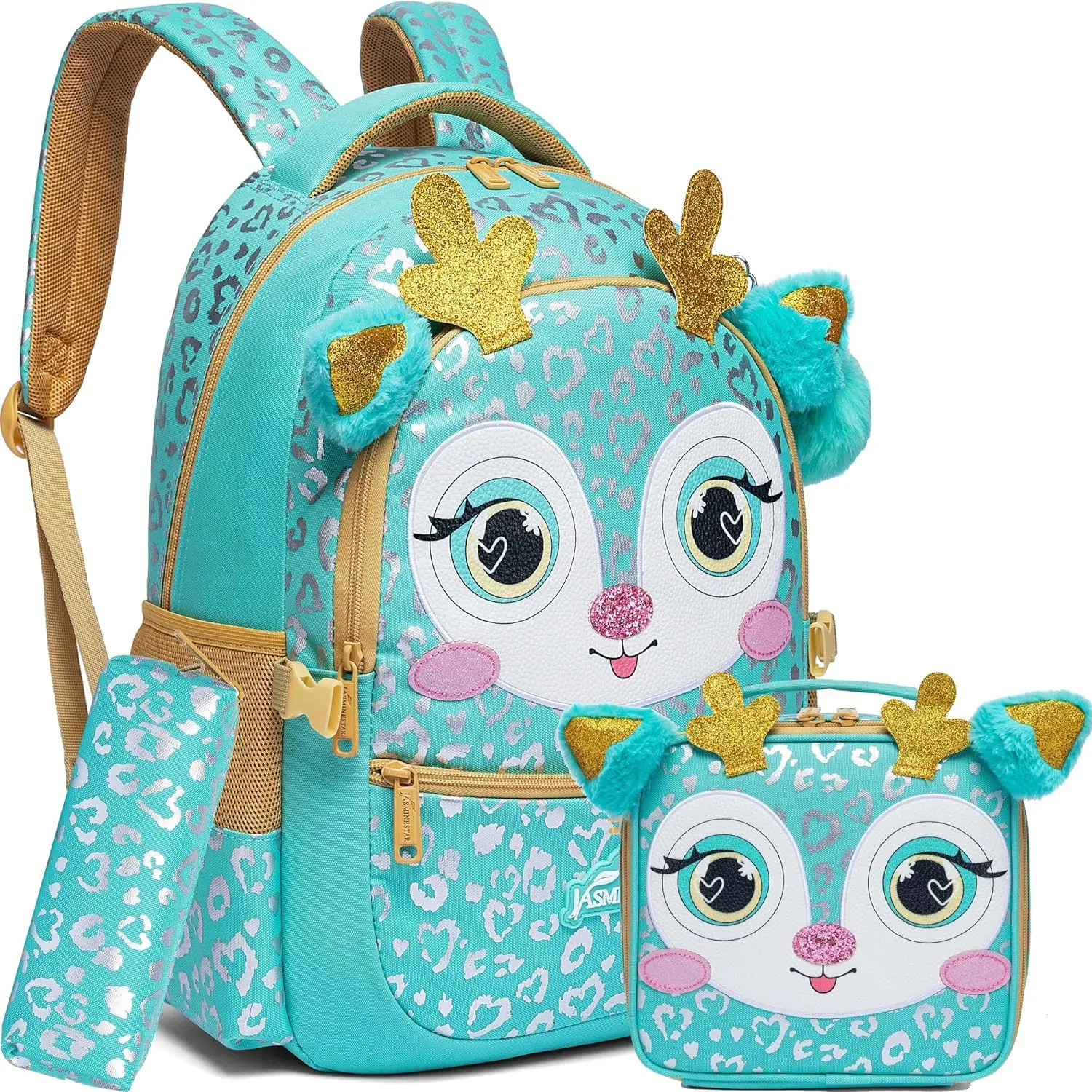 Meetbelify Backpacks for Girls School Backpacks with Lunch Box for Elementary Preschool Students Girls Backpacks Ages 8-10 Kids Travel Backpack 3 in 1 Bookbag Set for Girls, Deer