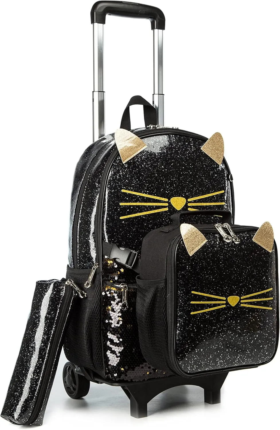 Meetbelify Girls Rolling Backpack Sequin Rolling Backpacks with Wheels for Girls for Elementary School Bag