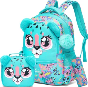 Meetbelify Kids Backpacks for Girls School Bag Cute Girls Backpacks Ages 8-10 with Lunch Box Bookbag Set Travel Backpack for Elementary Preschool Students