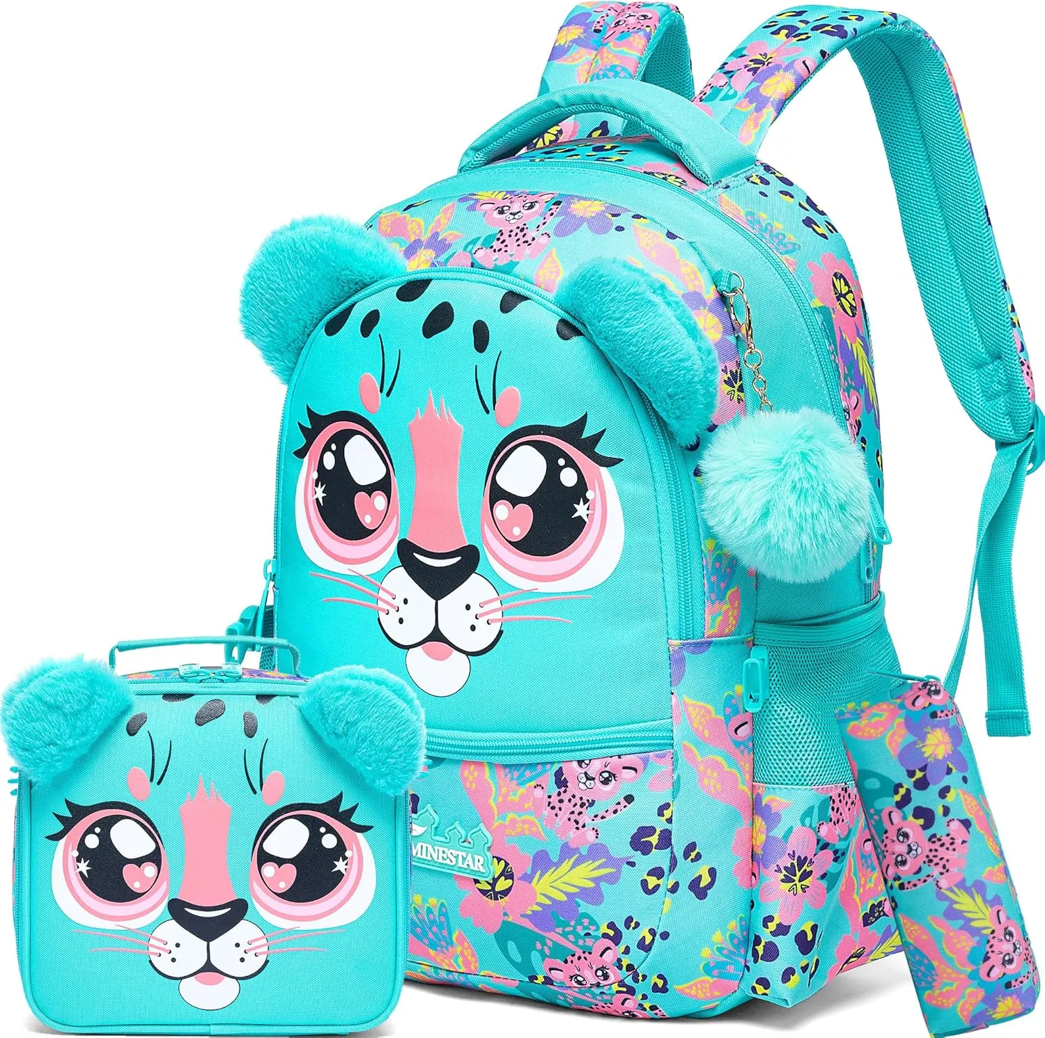 Meetbelify Kids Backpacks for Girls School Bag Cute Girls Backpacks Ages 8-10 with Lunch Box Bookbag Set Travel Backpack for Elementary Preschool Students