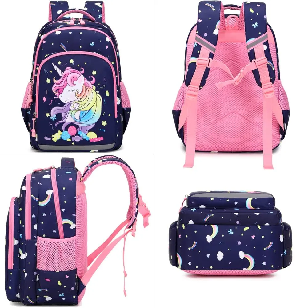 Meisohua Girls School Backpack Set Unicorn Backpack Lightweight Kids School Bookbag Girls Casual Daypack