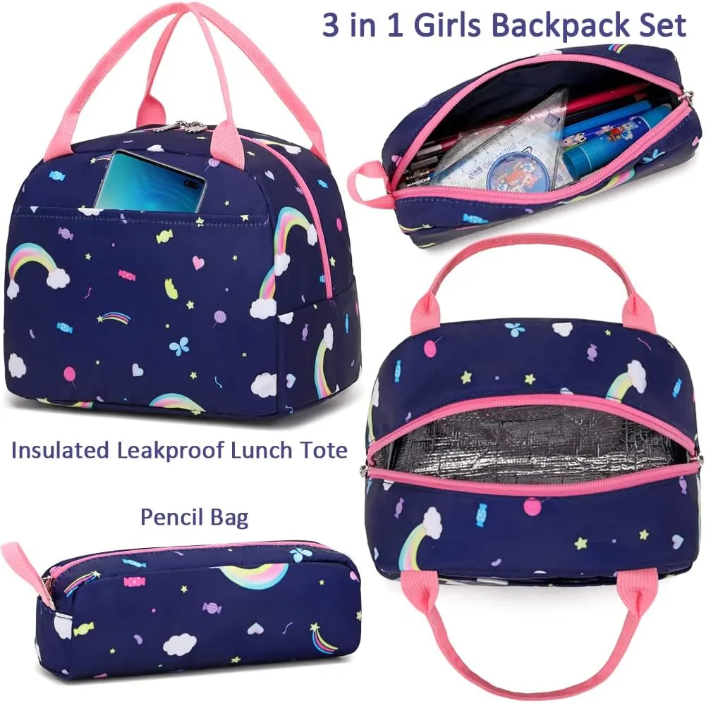 Meisohua Girls School Backpack Set Unicorn Backpack Lightweight Kids School Bookbag Girls Casual Daypack