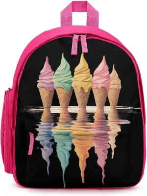 Melting Ice Cream Cones Cute Backpack Shoulders Bag Casual Daypacks Travel Back Pack for Camping Hiking Pink-style