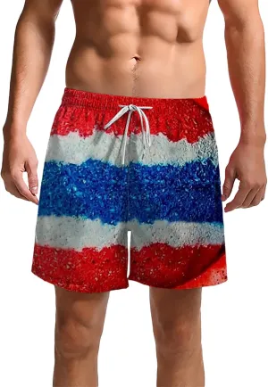 Mens Swimming Trunks Swimsuit Print Drawstring Tie Elastic Waist Casual Fashion Beach Shorts Mens Boys Shorts Man