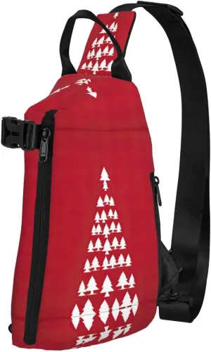 Merry Christmas Birch Tree Print Trend Casual Crossbody Chest Bag Leisure Travel For Men And Women Crossbody Bag