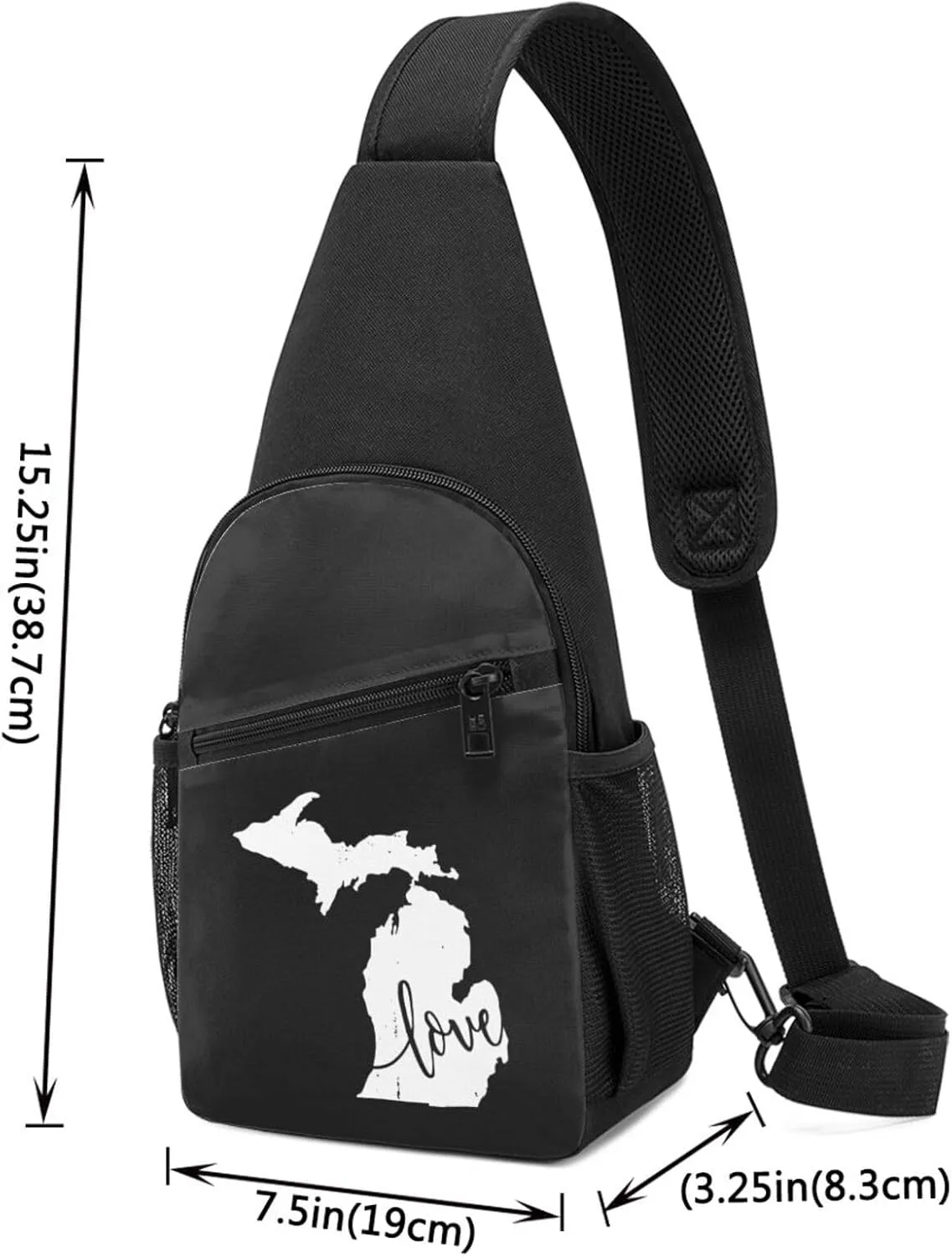 Michigan Love State Sling Bag Crossbody Backpack Shoulder Casual Daypack Bags for Men Women