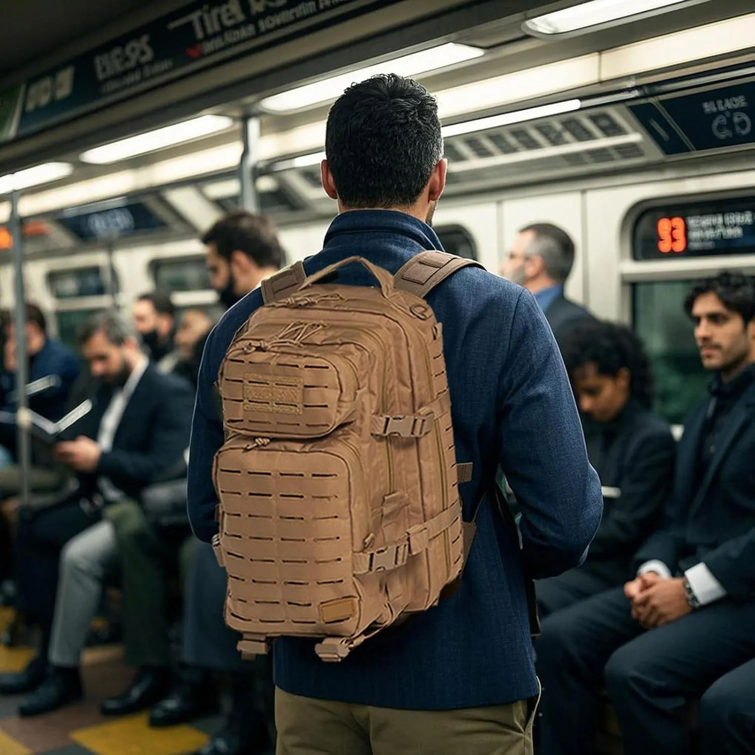 Military Tactical Backpack for Men 35L Small Molle System Water Resistant 3 Day Survival Assault Pack for Bug Out Bag Rucksack Travel Hiking Camping Gym Range Trekking Hunting Sport Work (Tan)