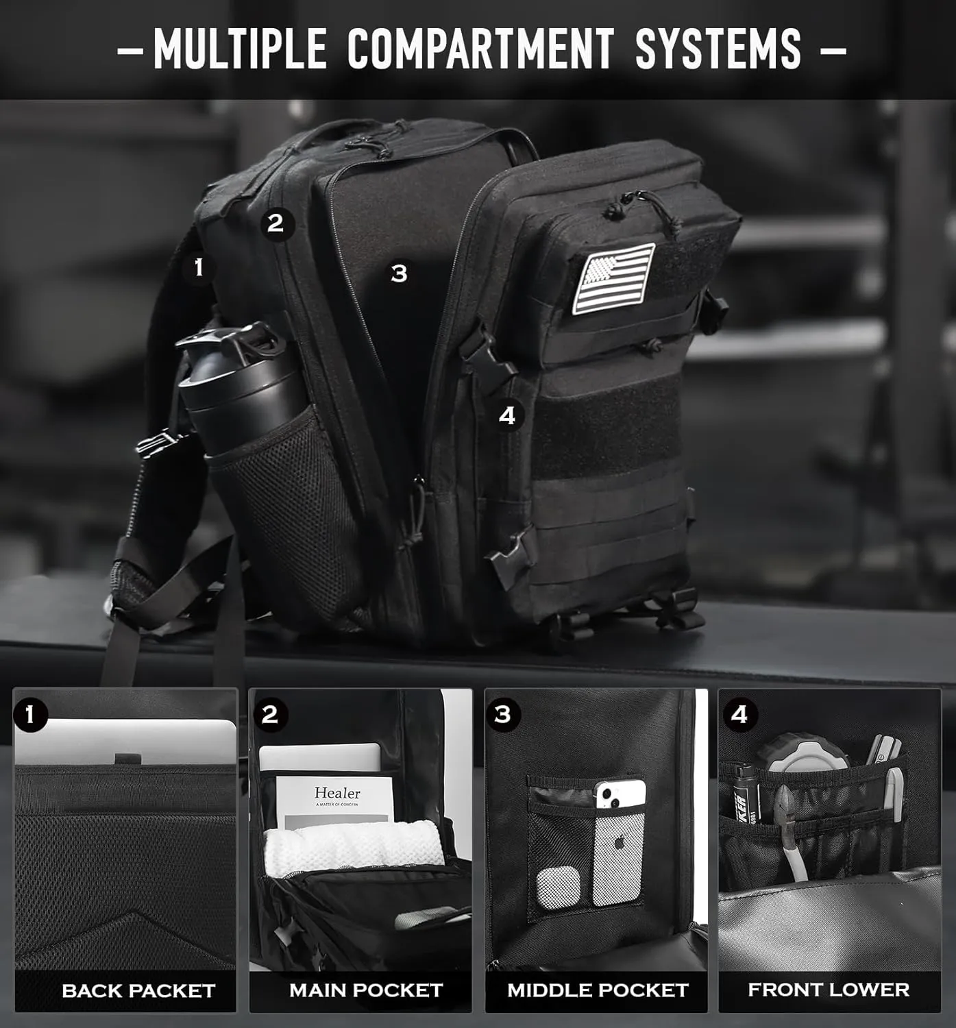 Military Tactical Backpack for Men 45L Molle Army 3 Days Assault Pack Bug Out Bag Water Resistant
