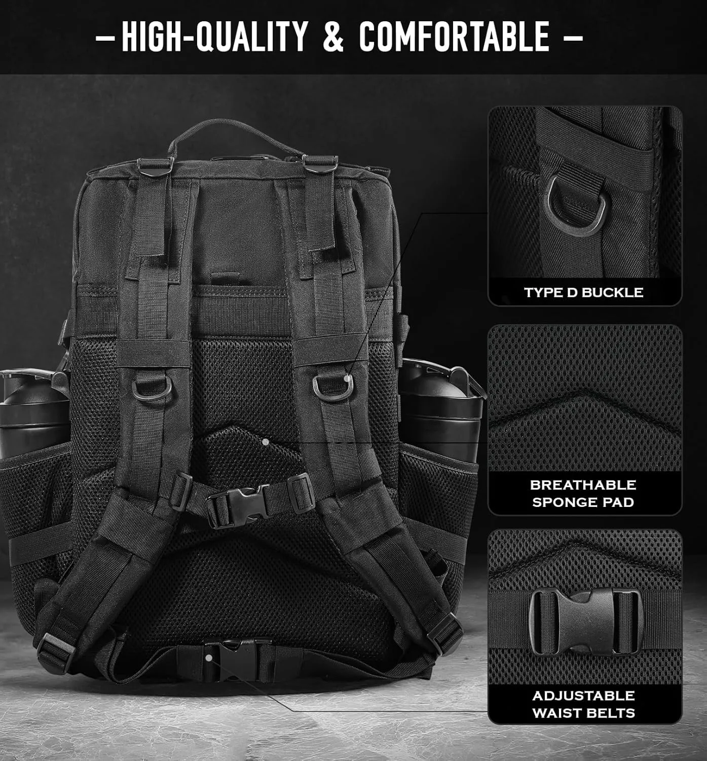Military Tactical Backpack for Men 45L Molle Army 3 Days Assault Pack Bug Out Bag Water Resistant